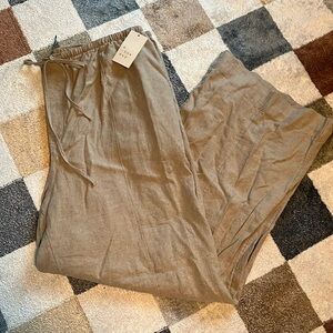 Tan Linen Drawstring Pants - NWT